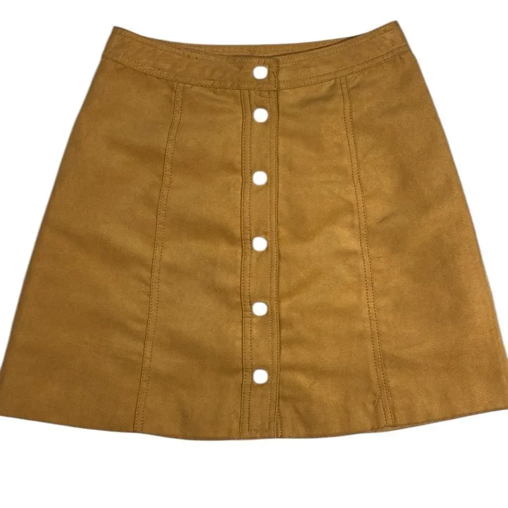 H&M Faux Suede Snap Front Skirt - Picture 2 of 10